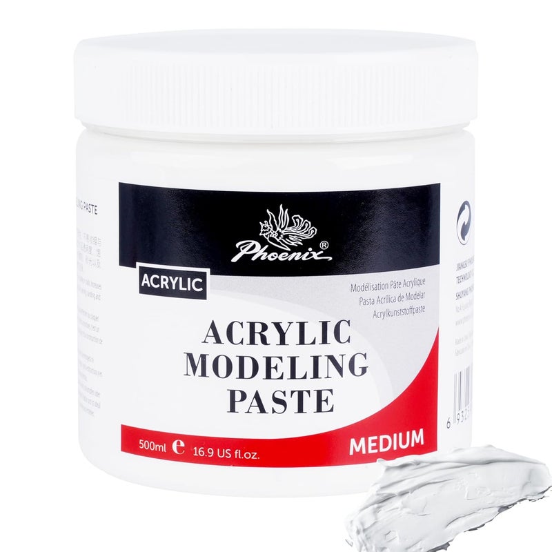 Phoenix Modeling Paste for Textured Art - 16.9 Fl Oz /500ml, Professional Acrylic Medium, Texture Paste for Acrylic Paints - Paint Supplies for Canvas Painting - Image 1